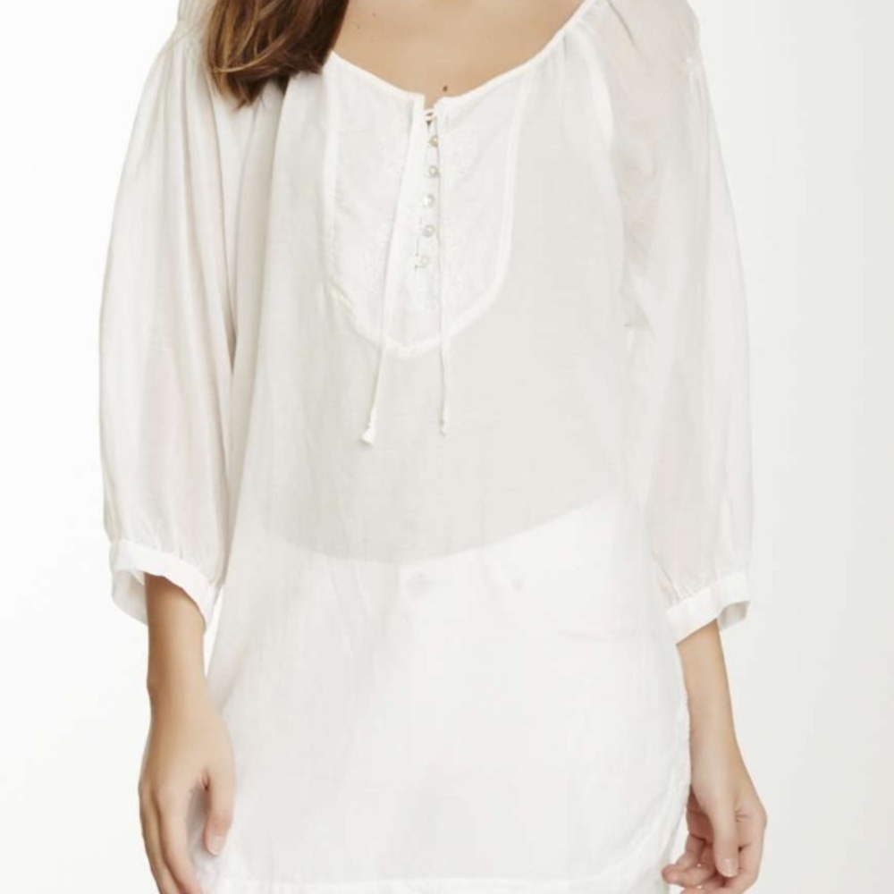 Embroidered Tunic Blouse 100% silk
